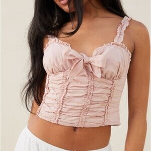 Beverly and Beck Pink Lottie bow corset tank top